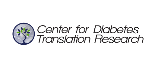 Logo for Center for Diabetes Translation Research has a small tree with green and blue leaves in a blue circle to t he left of the words